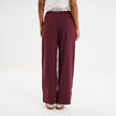 Pantalon fluide élastiqué bandes côtés violet foncé femme