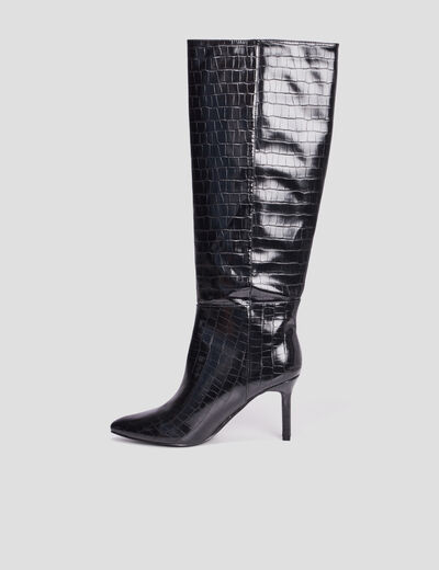Bottes vernies croco Mosquitos noir femme