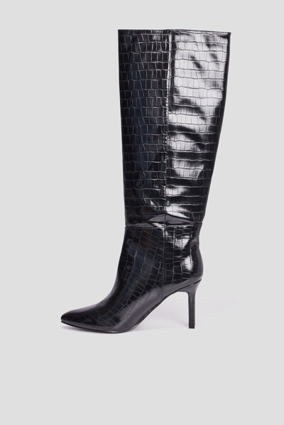 Bottes vernies croco Mosquitos noir femme