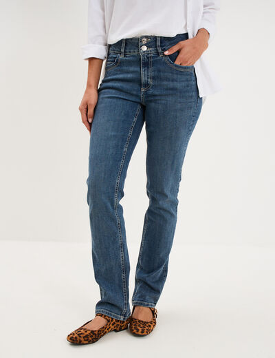Jean denim droit en coton denim dirty femme