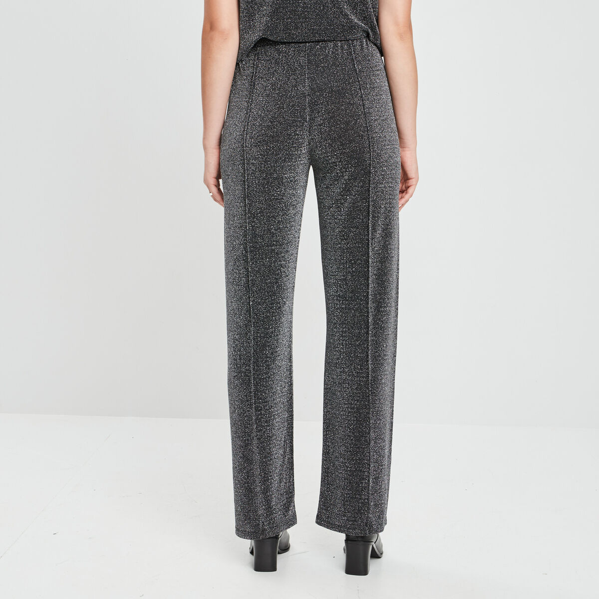 Pantalon de soirée fluide gris argent femme