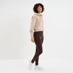 Sweat zipp&eacute; &agrave; capuche court sable femme