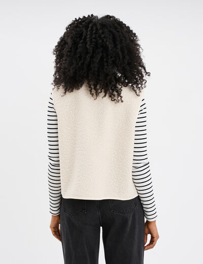 Gilet effet bouclette sans manches blanc femme