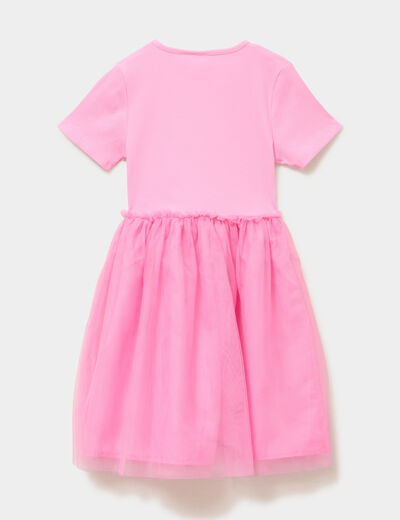 Robe bas tulle manches courtes rose fille