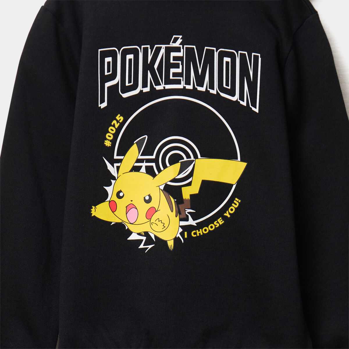 Sweat zippé à capuche Pokémon Pikachu noir garçon