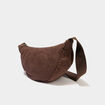 Sac banane effet velours c&ocirc;tel&eacute; marron fonc&eacute; femme