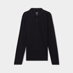 Polo manches longues en coton noir homme