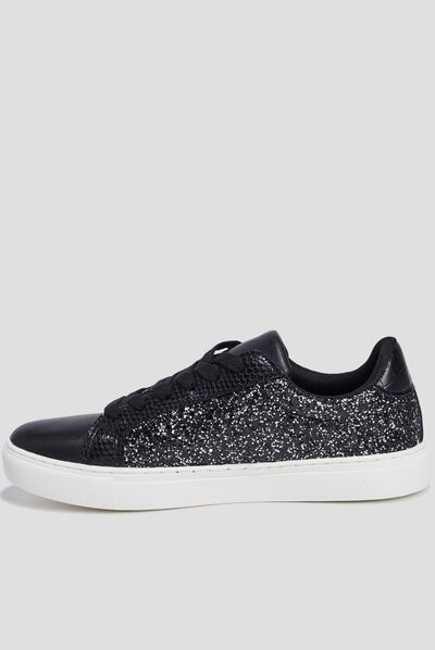 Tennis pailletées à lacets Mosquitos noir femme