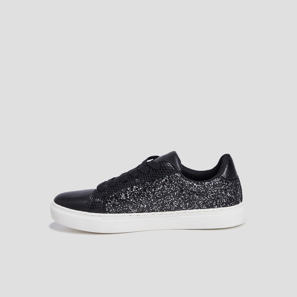 tennis pailletees a lacets mosquitos noir femme Tennis pailletées à lacets Mosquitos noir femme