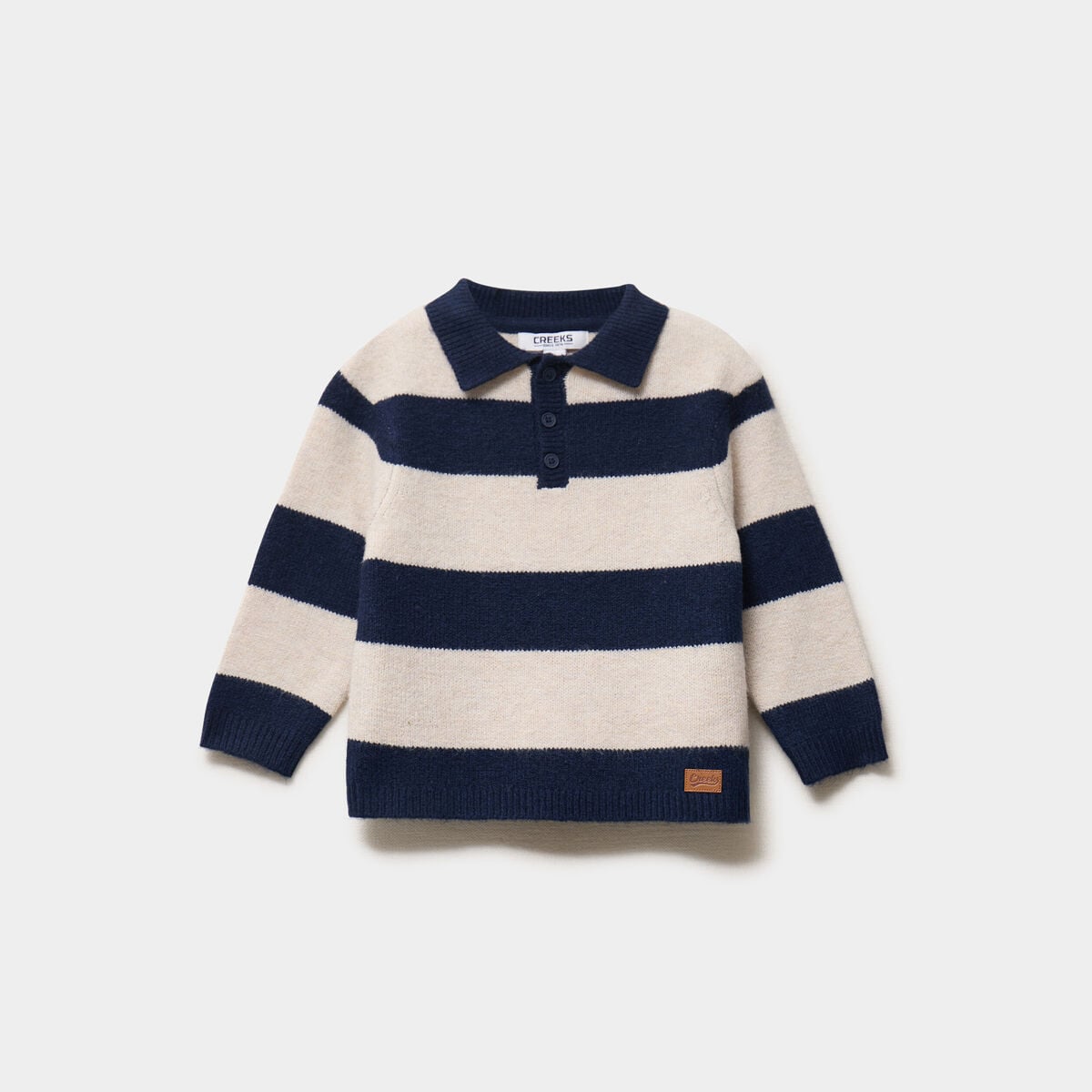 Pull col polo manches longues beige b&eacute;b&eacute; gar&ccedil;on