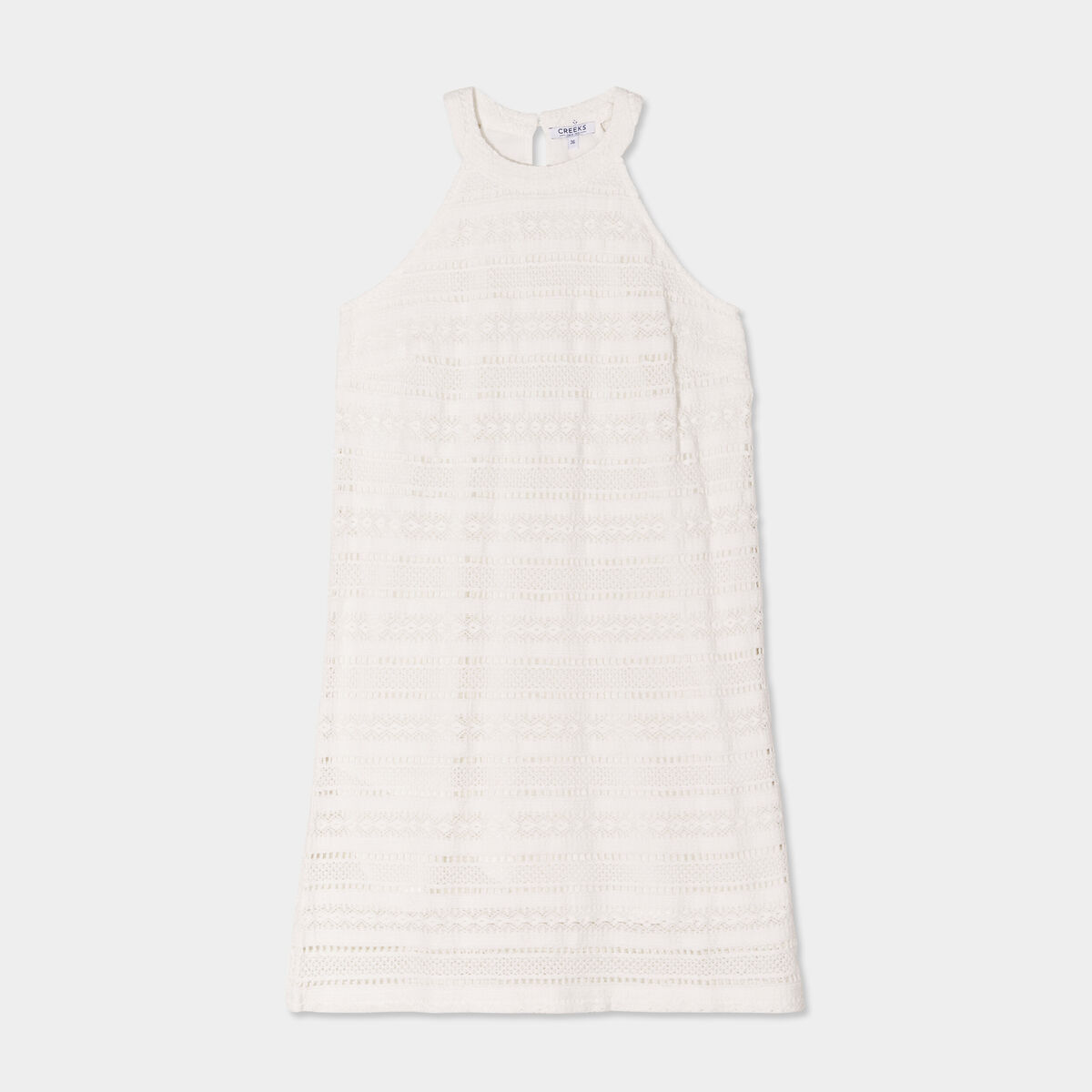 Robe dentelle encolure américaine Creeks blanc femme