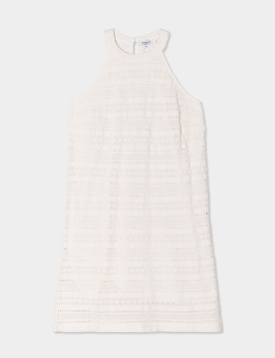 Robe dentelle encolure américaine Creeks blanc femme