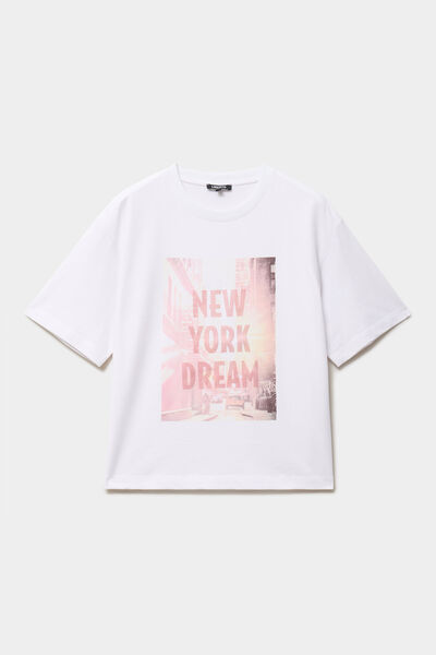 T-shirt oversize manches courtes coton blanc femme