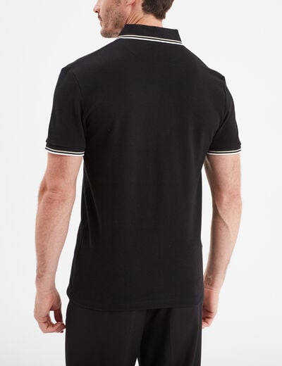 Polo piqu&eacute; manches courtes coton noir homme