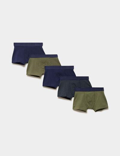Lot 5 boxers coton majoritaire vert gar&ccedil;on