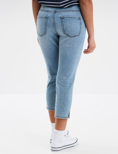 Corsaire slim en jean denim double stone femme