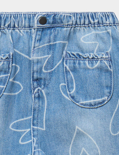 Jean denim bas resserr&eacute; coton denim stone b&eacute;b&eacute; fille