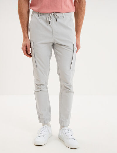 Pantalon cargo slim gris clair homme