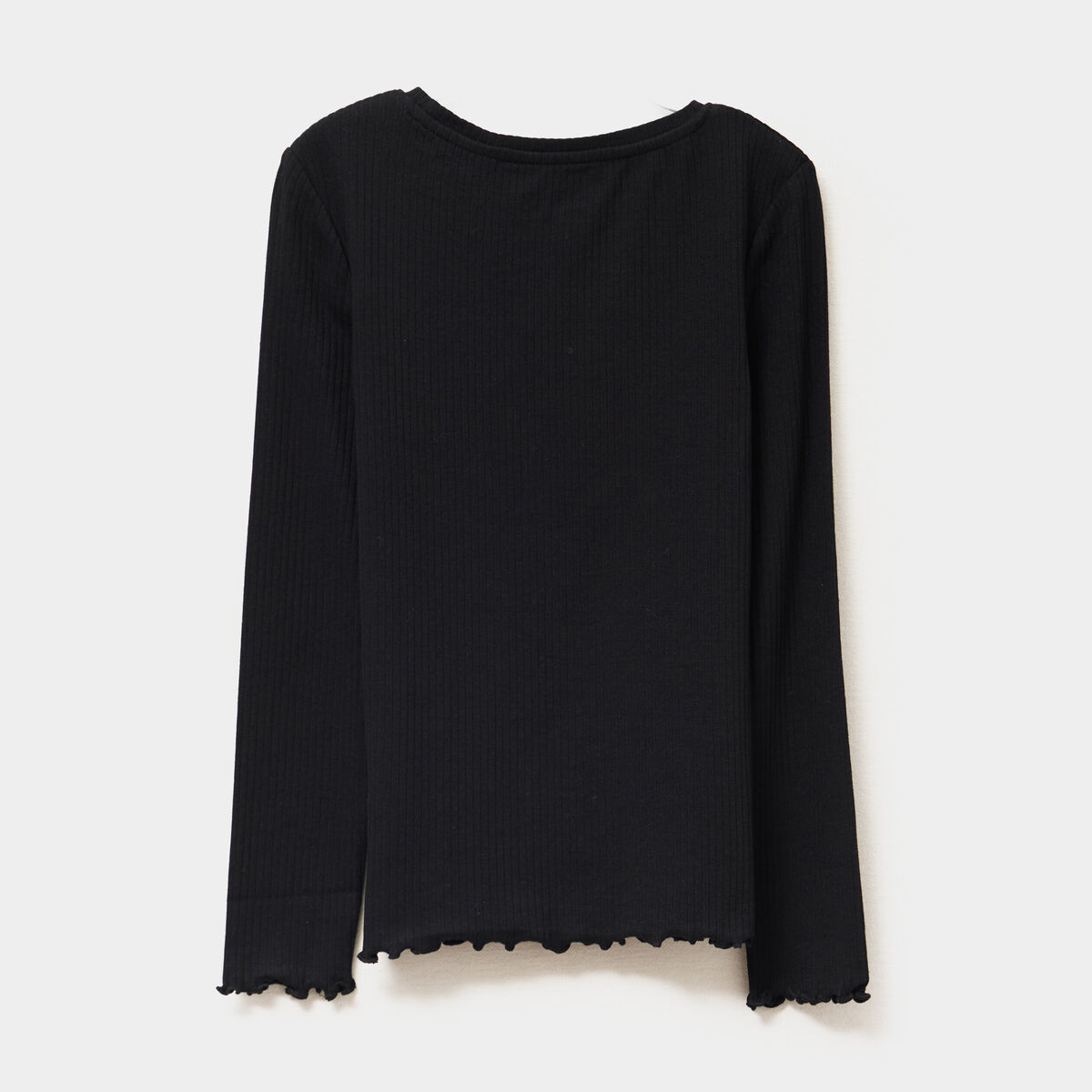 T-shirt côtelé manches longues coton noir fille