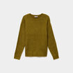 Pull col rond manches longues vert olive femme