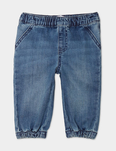 Jeans jogger bas élastiqué coton denim stone bébé garçon