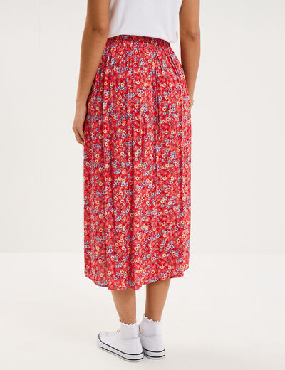 Jupe longue fendue fluide rouge coquelicot femme
