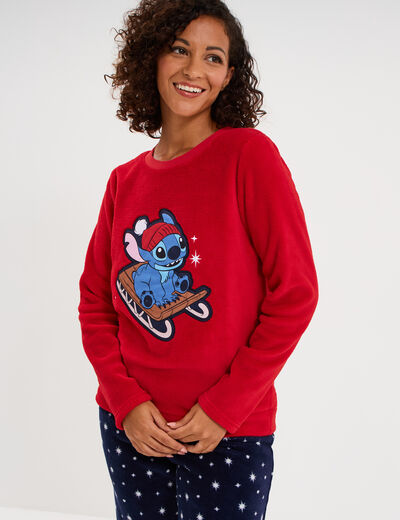 Ensemble pyjama de No&euml;l Stitch rouge femme