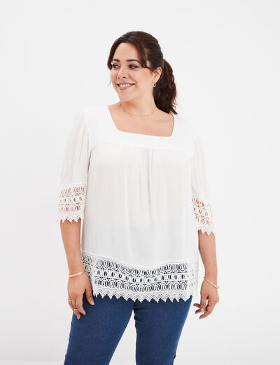 Blouse manches courtes blanc femme grande taille