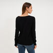 Pull col en V manches longues noir femme