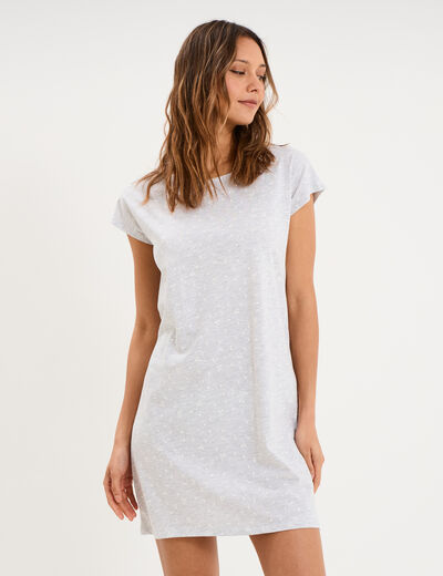 Chemise de nuit manches courtes gris clair femme