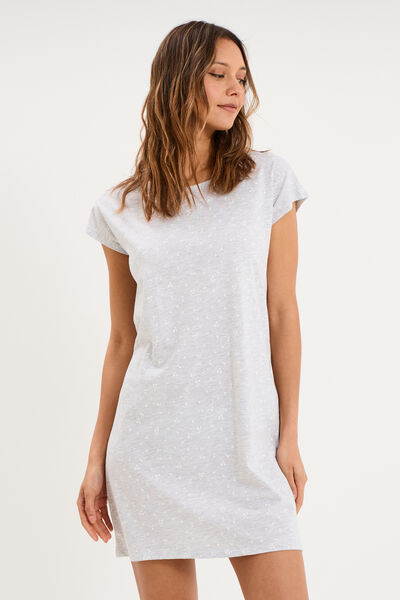 Chemise de nuit manches courtes gris clair femme