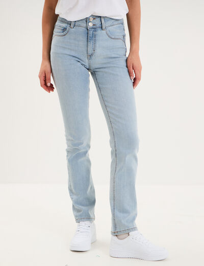 Jean denim droit en coton denim double stone femme