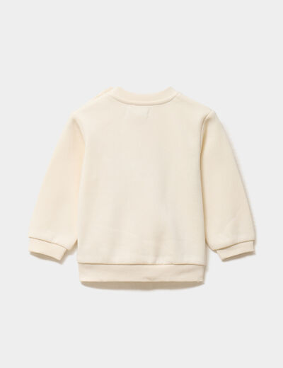 Sweat col rond manches longues ecru b&eacute;b&eacute; gar&ccedil;on