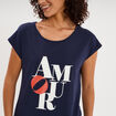 Ensemble pyjama t-shirt et short coton bleu marine femme
