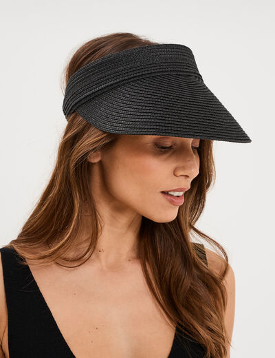 Visi&egrave;re paille tress&eacute;e noir femme