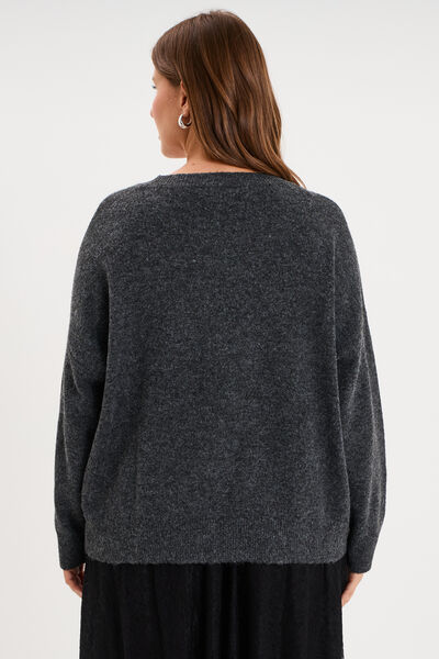 Pull &agrave; paillettes gris fonc&eacute; femme grande taille