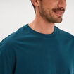 T-shirt col rond coupe relax coton &eacute;pais bleu canard homme