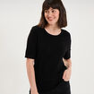 Pull manches courtes col rond noir femme