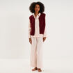 Gilet sans manches effet sherpa zipp&eacute; bordeaux femme