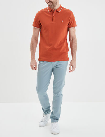 Pantalon chino droit stretch retroussé gris homme