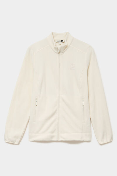 Veste polaire zipp&eacute; manches longues blanc femme