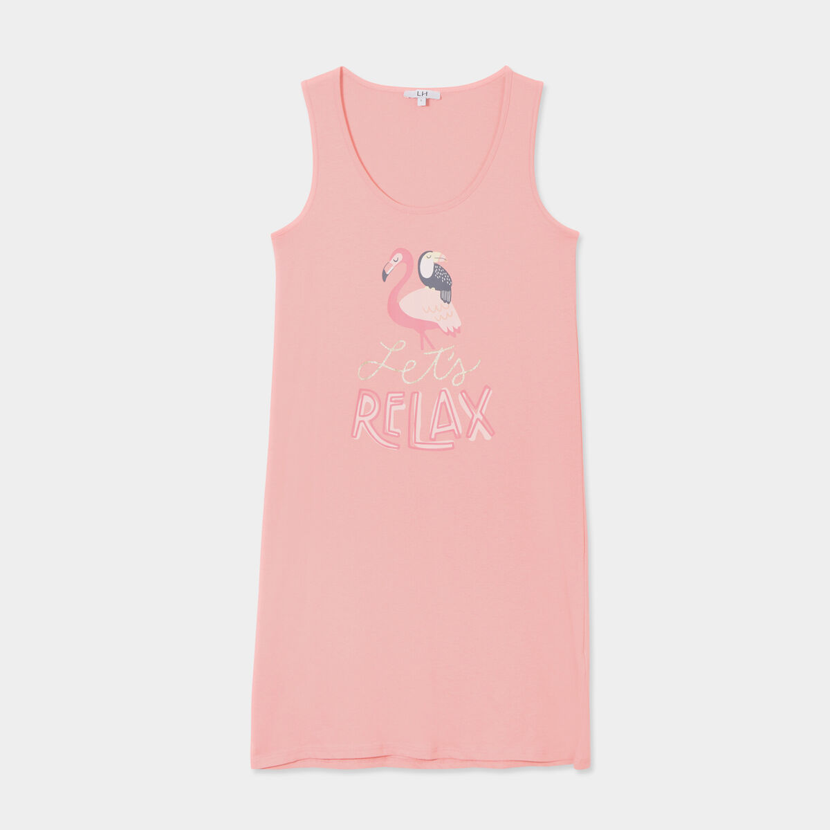 Chemise de nuit sans manches coton vieux rose femme