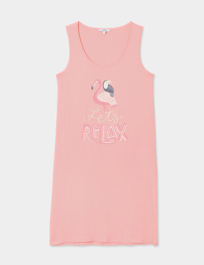 Chemise de nuit sans manches coton vieux rose femme