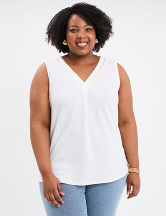 D&eacute;bardeur fluide effet gaufr&eacute; blanc femme grande taille