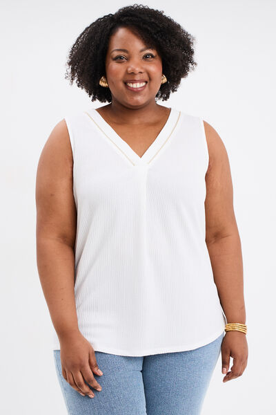 D&eacute;bardeur fluide effet gaufr&eacute; blanc femme grande taille