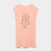 Chemise de nuit courte col rond rose clair femme