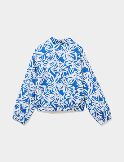 Veste droite zipp&eacute; col teddy coton ecru fille