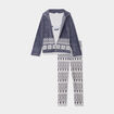 Ensemble pyjama 3 pièces gilet à capuche bleu gris femme