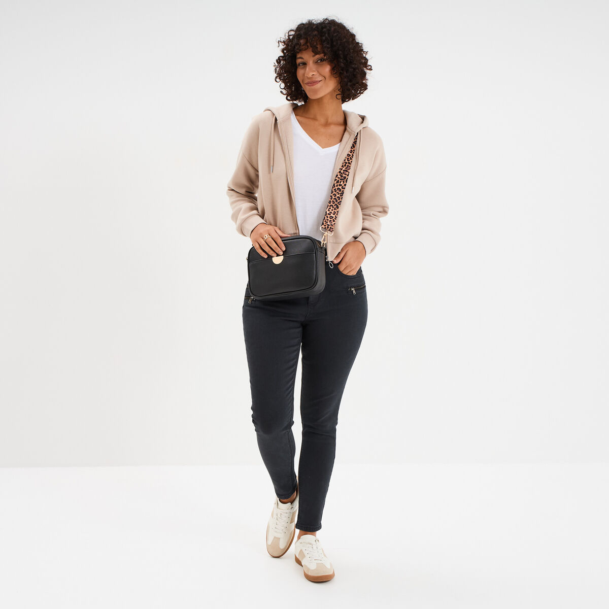 Pantalon skinny 7/8&egrave;me coton noir femme
