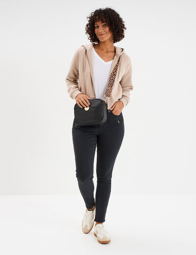 Pantalon skinny 7/8&egrave;me coton noir femme